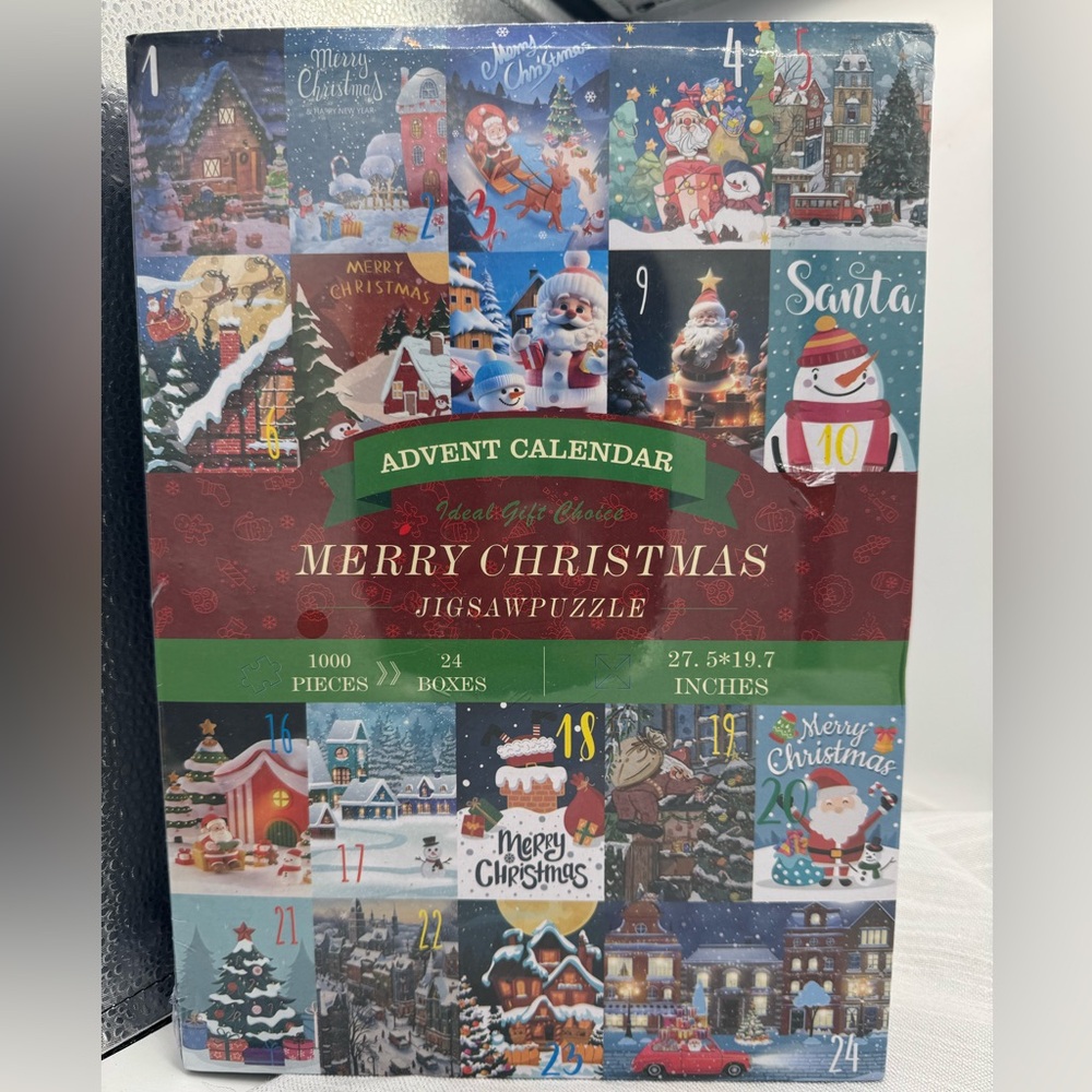 jigsaw puzzle advent calendar, 1000 PCS 24 boxes 27.5 X 19.7” NEW Christmas